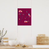 Poster Fleur japonaise rose abstraite moderne simple (Cuisine)