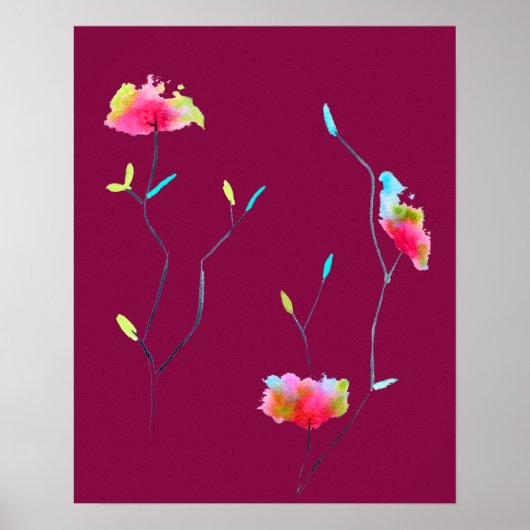 Poster Fleur japonaise rose abstraite moderne simple (Devant)