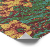 Poster Fleur jaune contre motif de camouflage feuille (Coin)