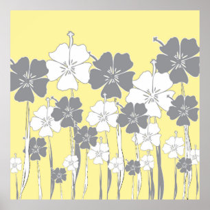 Poster Fleur jaune et grise