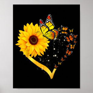 Poster Fleur Jaune Été Floral Tournesol Cœur Amour