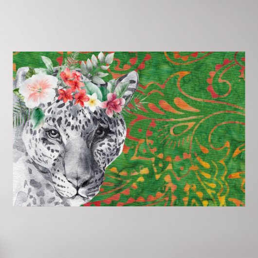 Poster Fleur Léopard Jungle Batik (Devant)
