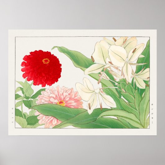 Poster Fleur Lily Zinnia & White Ginger, Tanigami Konan, (Devant)
