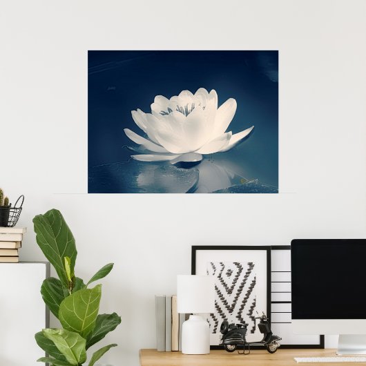 Poster Fleur Lotus Bleu Toné (Bureau à domicile)