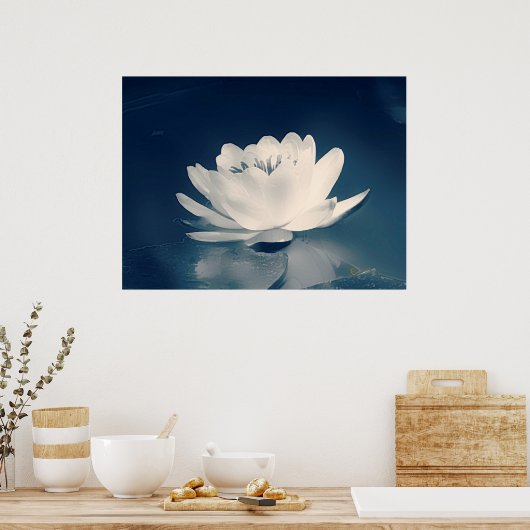 Poster Fleur Lotus Bleu Toné (Cuisine)