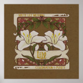 Poster Fleur Lys Blanche Signifiant Style Vintage Foncé (Devant)