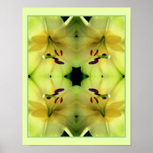 Poster Fleur Lys Jaune vers le haut Étroitement Abstrait