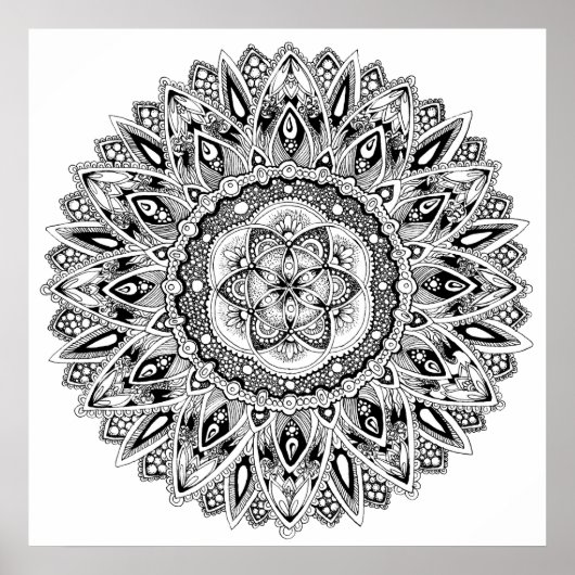 Poster Fleur mandala de la géométrie sacrée semence de la (Devant)