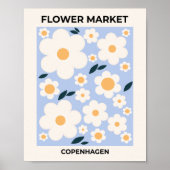Poster Fleur Marché Copenhague Fleurs Bleu Bleu Blanc Flo (Devant)