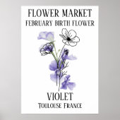 Poster Fleur Marché Fleur de naissance FÉVRIER Art Imprim (Devant)