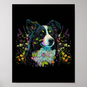 Poster Fleur mignonne Été Frontière Florale Collie