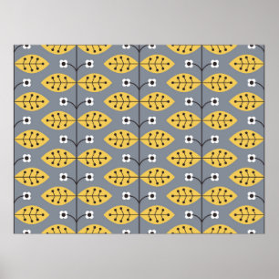 Poster Fleur motif vintage dessiné à la main. Scandina