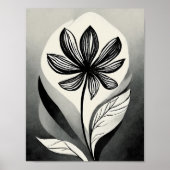 Poster Fleur noire et blanche (Devant)