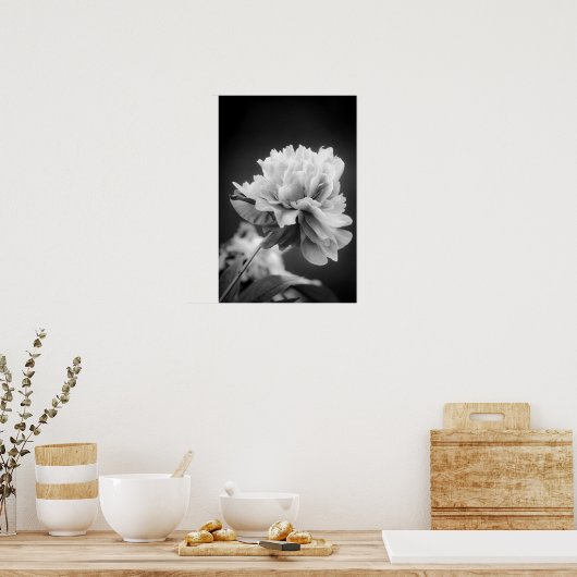 Poster Fleur noire et blanche (Cuisine)