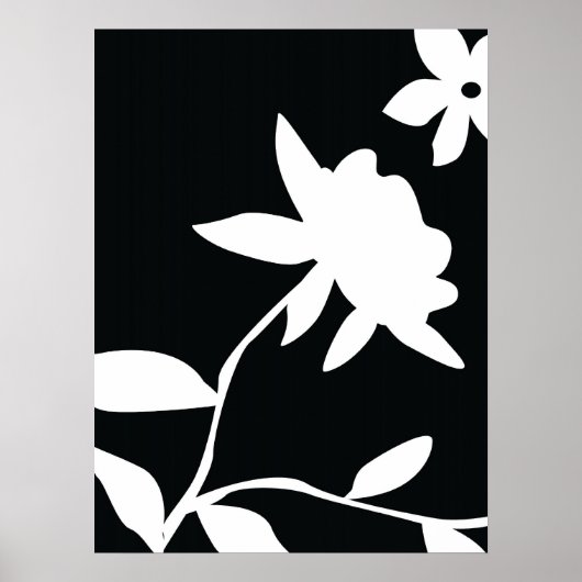 Poster Fleur noire et blanche (Devant)