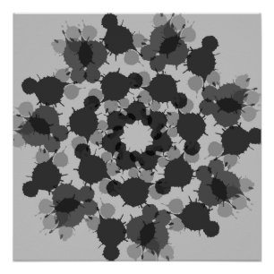 Poster Fleur noire et grise Abstraite