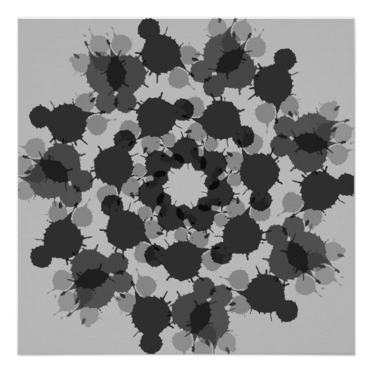 Poster Fleur noire et grise Abstraite (Devant)