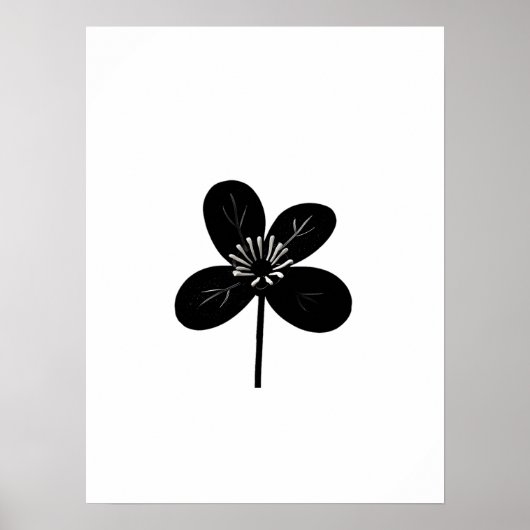 Poster fleur noire minimaliste (Devant)