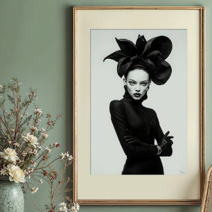 Poster Fleur noire : Mode monochrome sculpturale