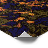 Poster Fleur orange contre motif camouflage feuille (Coin)