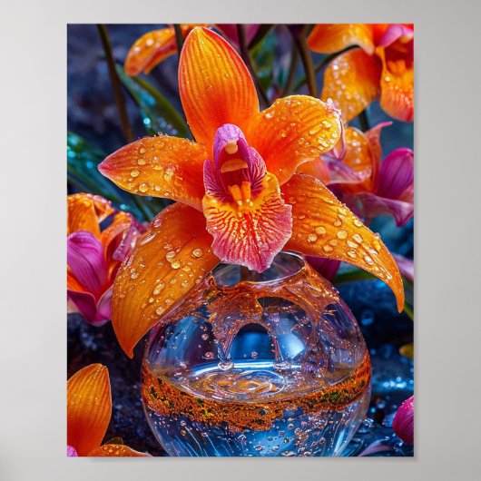 Poster Fleur orchidée orange (Devant)
