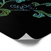 Poster Fleur Ornée Bleue Et Or (Coin)