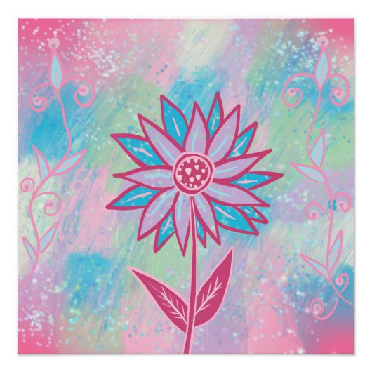 Poster Fleur Pastel à main mignonne (Devant)