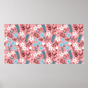 Poster Fleur pastel coloré Motif sans couture avec rose
