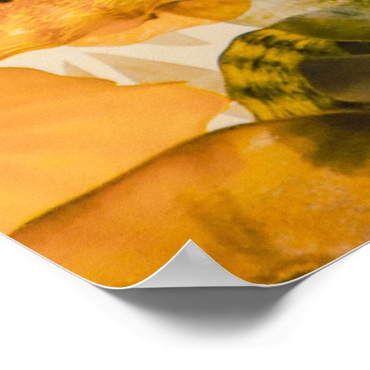 Poster Fleur pétée jaune et bleu (Coin)