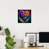 Poster Fleur plein coeur Saint Valentin (Bureau à domicile)