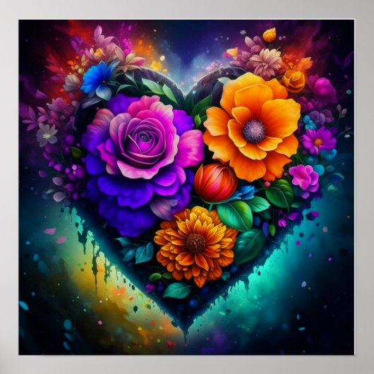 Poster Fleur plein coeur Saint Valentin (Devant)