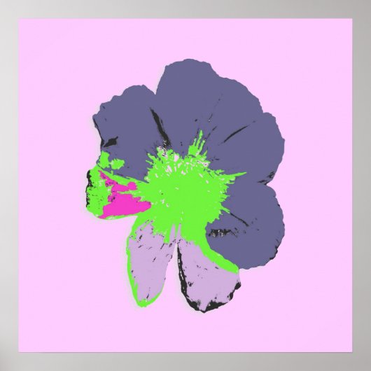 Poster Fleur PopArt/Splash couleur (Devant)