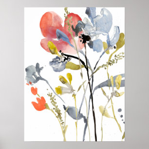 Poster Fleur recouverte - fleurs de pastel d'aquarelle