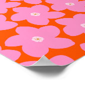 Poster Fleur Rétro Orange Et Rose (Coin)