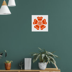 Poster Fleur Rétro Orange Stylisée