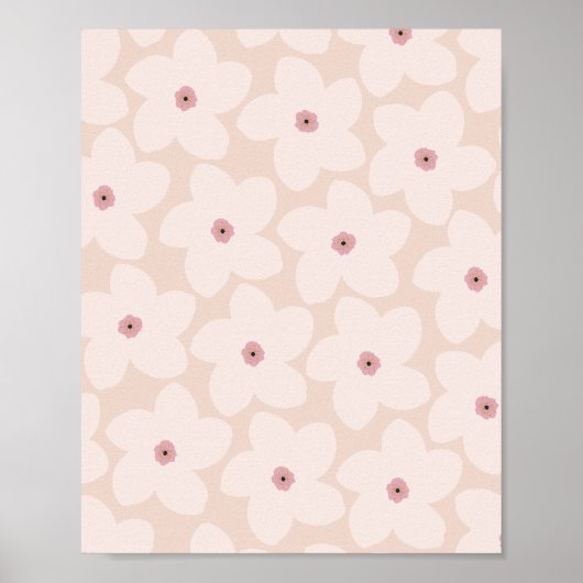 Poster Fleur Rétro Rose Blush (Devant)