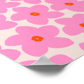Poster Fleur Rétro Rose Orange Et Neutre (Coin)