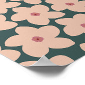 Poster Fleur Rétro Vert Et Pêche (Coin)