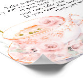 Poster Fleur rose Baby shower Tea Party Ne pas dire bébé (Coin)