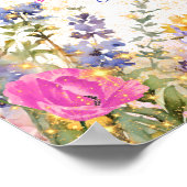 Poster Fleur rose colorée Anniversaire Tea Party Bienvenu (Coin)