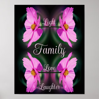 Poster Fleur rose de famille Mots Abstraits inspirés