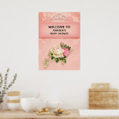Poster Fleur rose & Diamond Tiara Princess Baby shower (Cuisine)