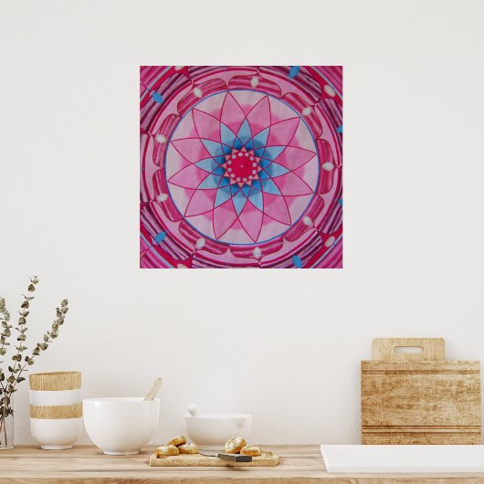 Poster Fleur rose Mandala (Cuisine)