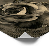 Poster Fleur Rose Sepia En Fleur Vintage Abstraite (Coin)