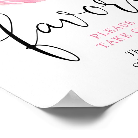 Poster Fleur rose vif Faveurs prenez un signe (Coin)