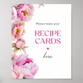 Poster Fleur rose vif laissez votre carte de recette ici (Devant)