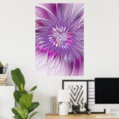 Poster Fleur Rose Violet Passion Abstraite Art Fractal (Bureau à domicile)