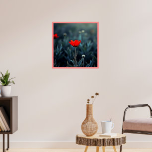 Poster Fleur Rouge Art de la Solitude de la Nuit Sombre