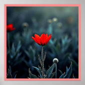 Poster Fleur Rouge Art de la Solitude de la Nuit Sombre (Devant)