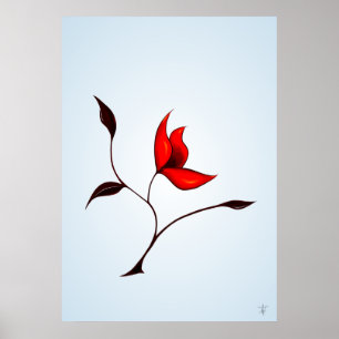 Poster Fleur rouge étrange